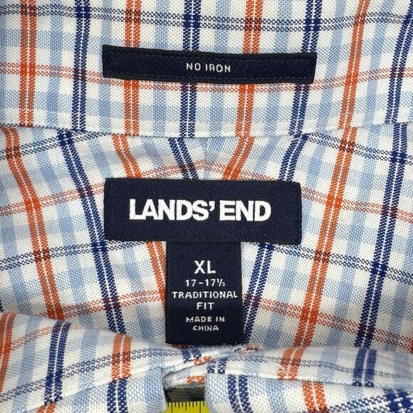 LANDS END Traditional Fit No-Iron Button Down Plaid Shirt X-large 17-17 1/2 - Picture 3 of 8